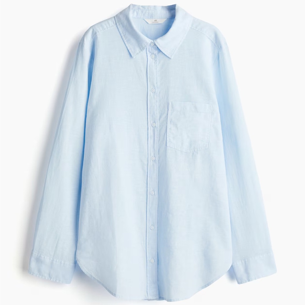 H&M Light Blue Chambray Button-Up Women’s Shirt Size Medium